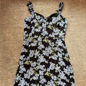 All in Favor Black and White Floral Midi Dress